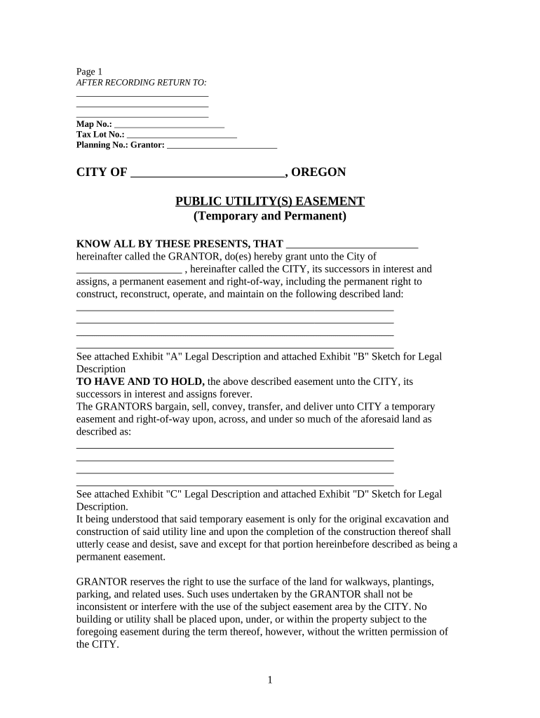 Utilities Easement  Form