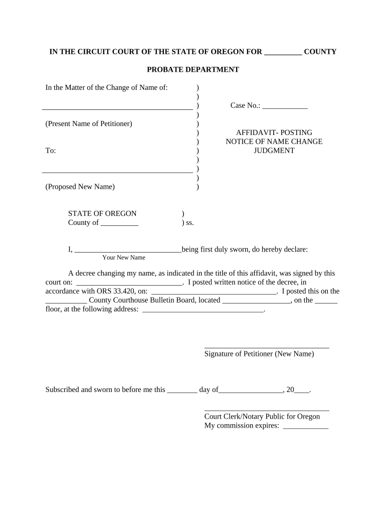 Oregon Change  Form