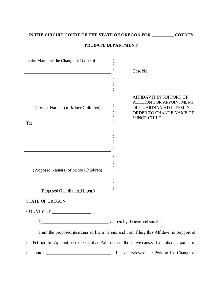 Or Petition Name Change  Form