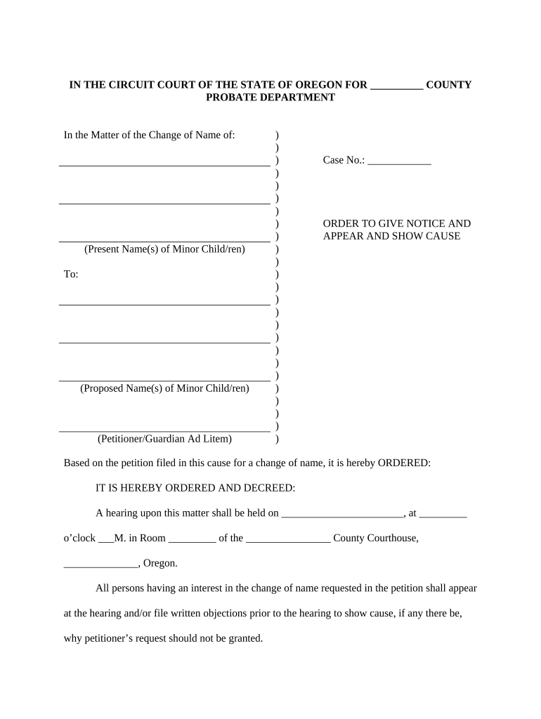 Oregon Order Show Cause  Form