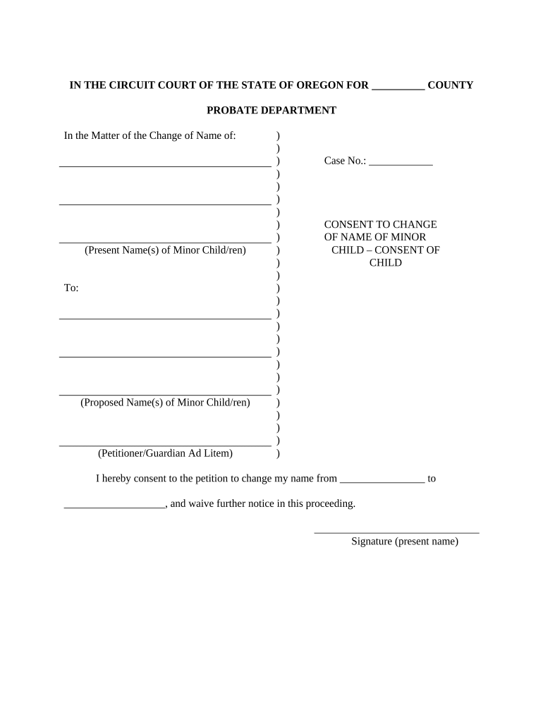 Change Name Minor  Form