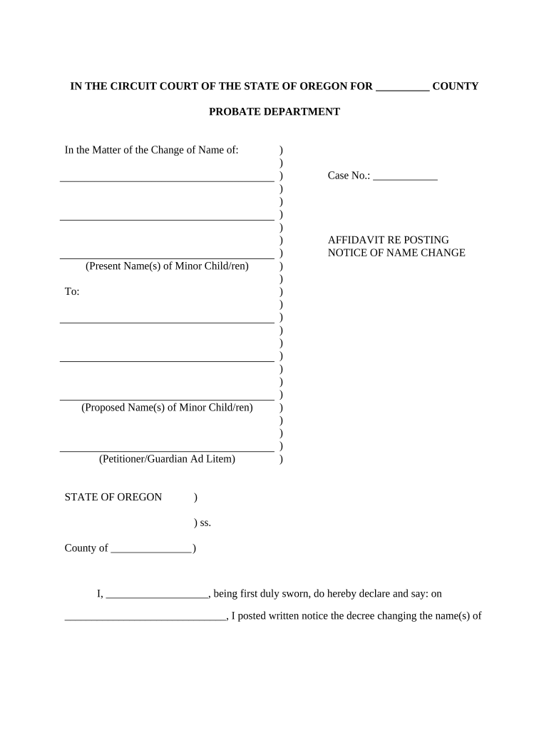 Affidavit Regarding Name  Form