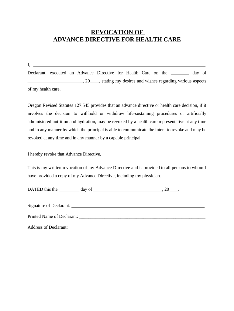 Oregon Directive  Form