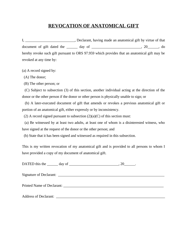 Oregon Anatomical  Form