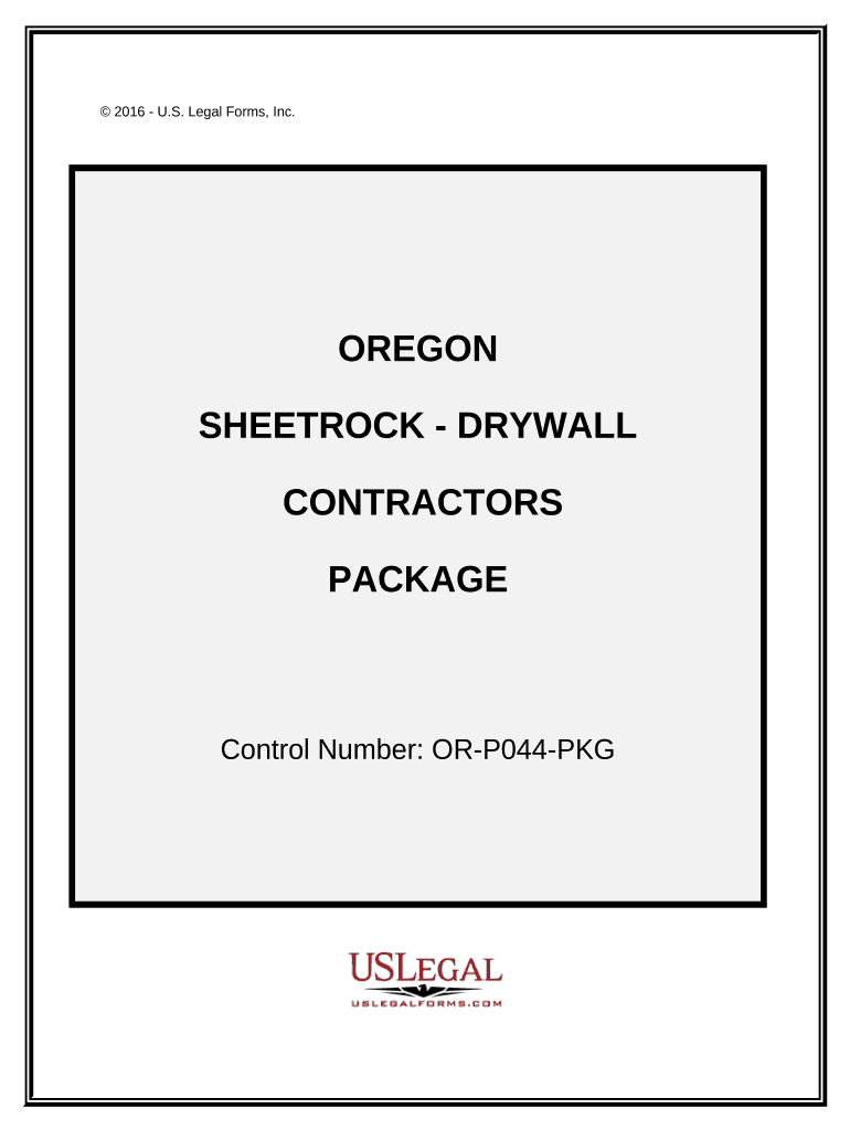 Sheetrock Drywall Contractor Package Oregon  Form
