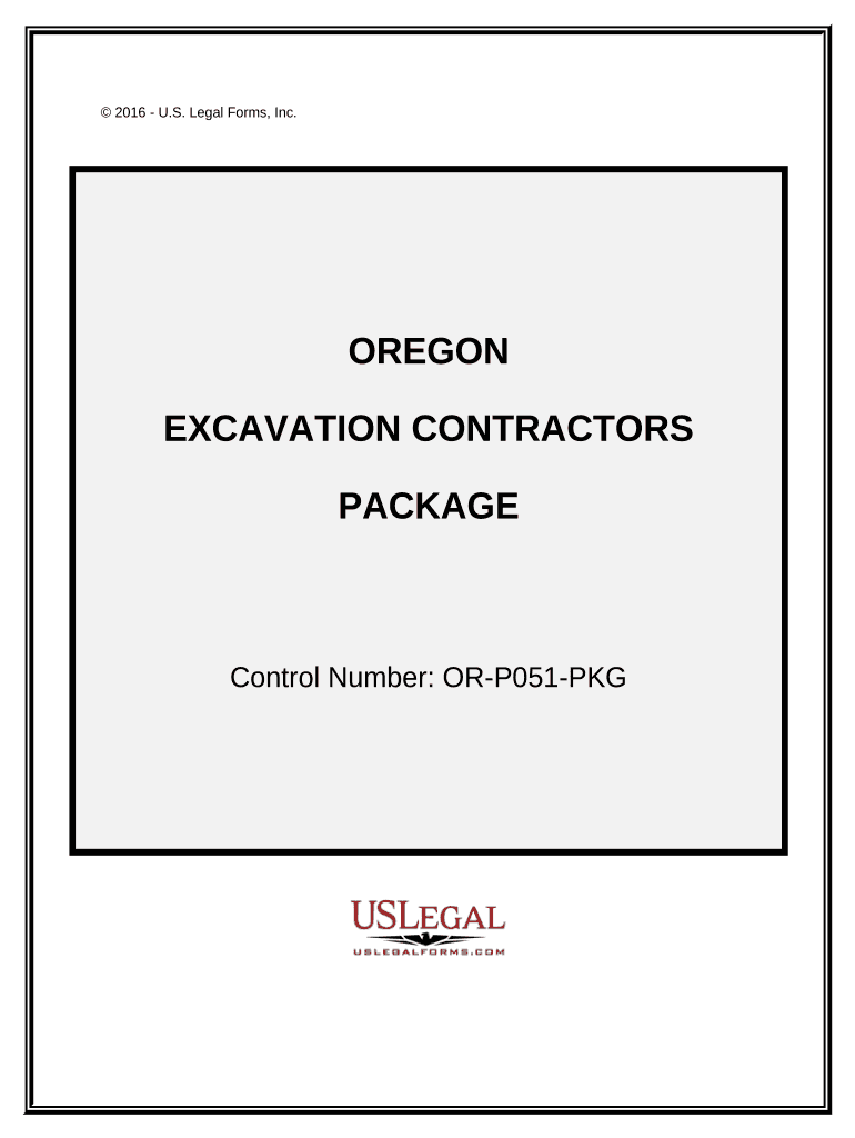 Excavation Contractor Package Oregon  Form