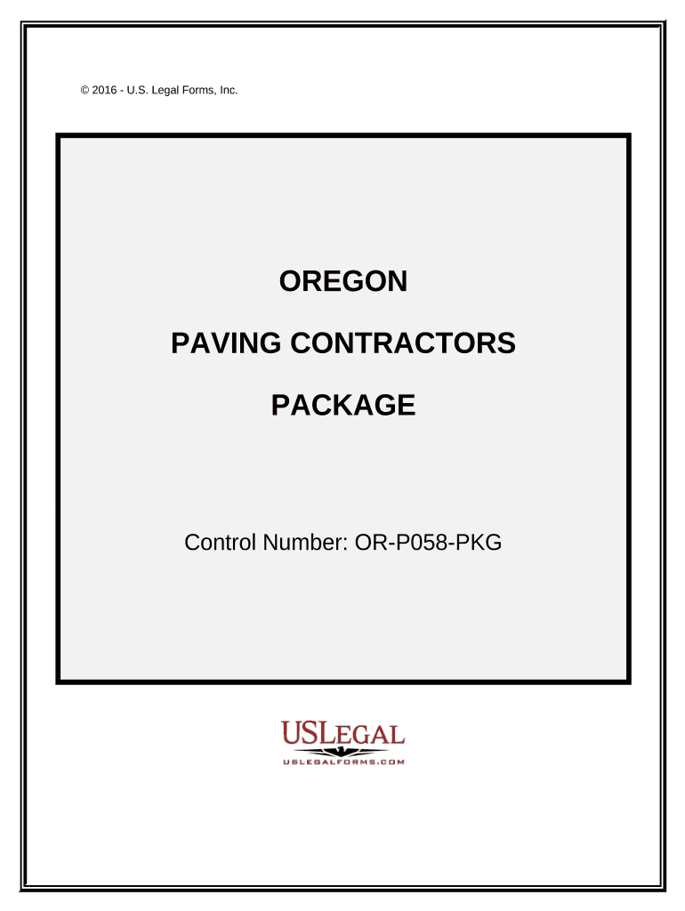 Paving Contractor Package Oregon  Form
