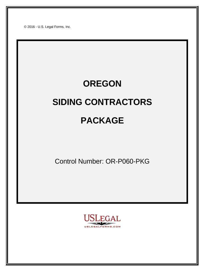 Siding Contractor Package Oregon  Form