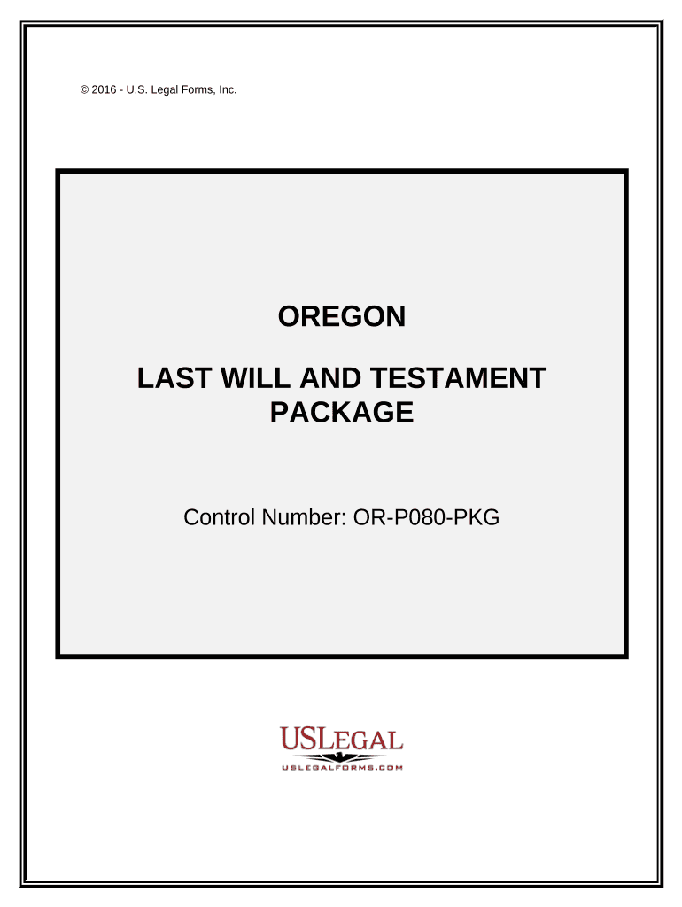 Last Will and Testament Package Oregon  Form