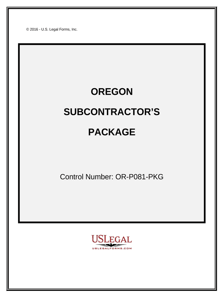 Subcontractors Package Oregon  Form
