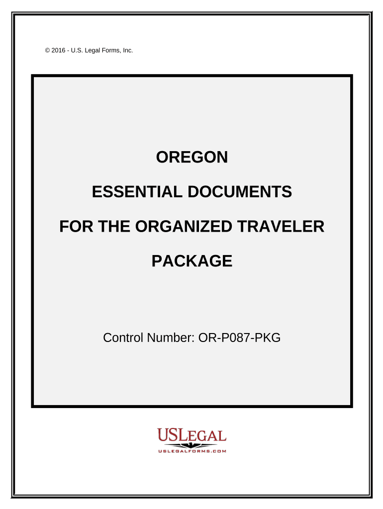 Essential Documents for the Organized Traveler Package Oregon  Form