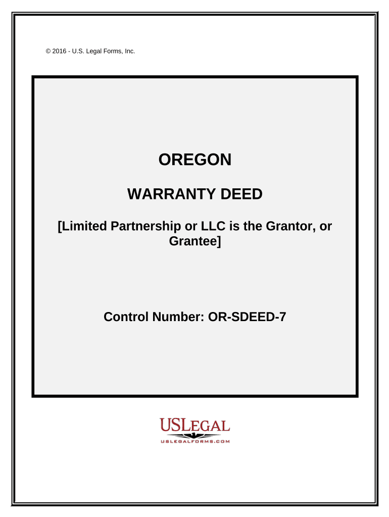Warranty Deed from Limited Partnership or LLC is the Grantor, or Grantee Oregon  Form