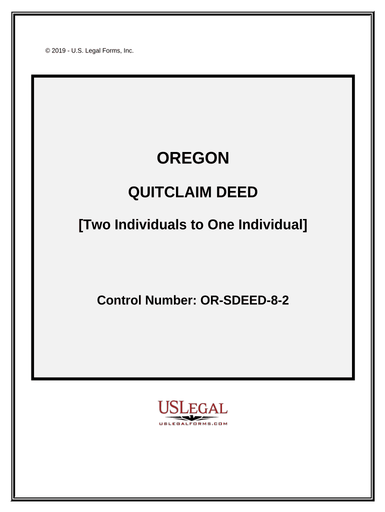 Quitclaim Deed from Two Individuals to One Individual Oregon  Form