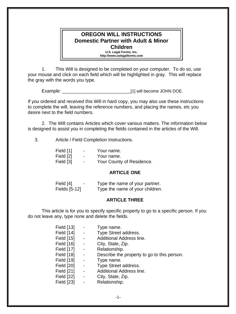 Oregon Legal Form