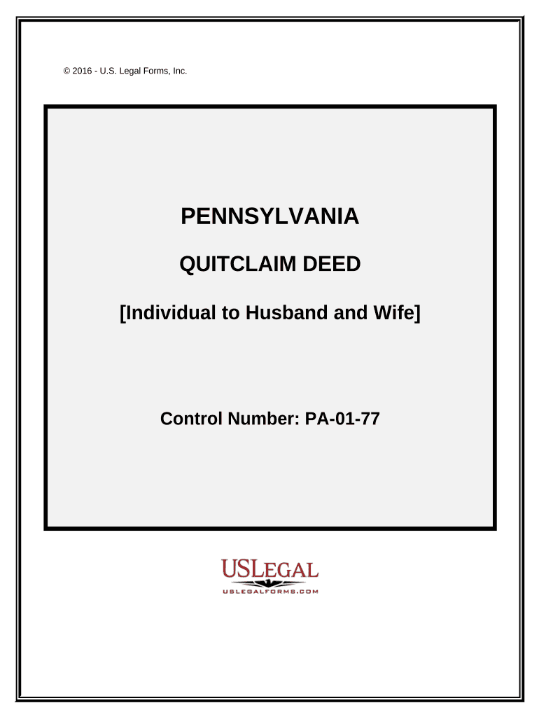 Quitclaim Deed from Individual to Husband and Wife Pennsylvania  Form