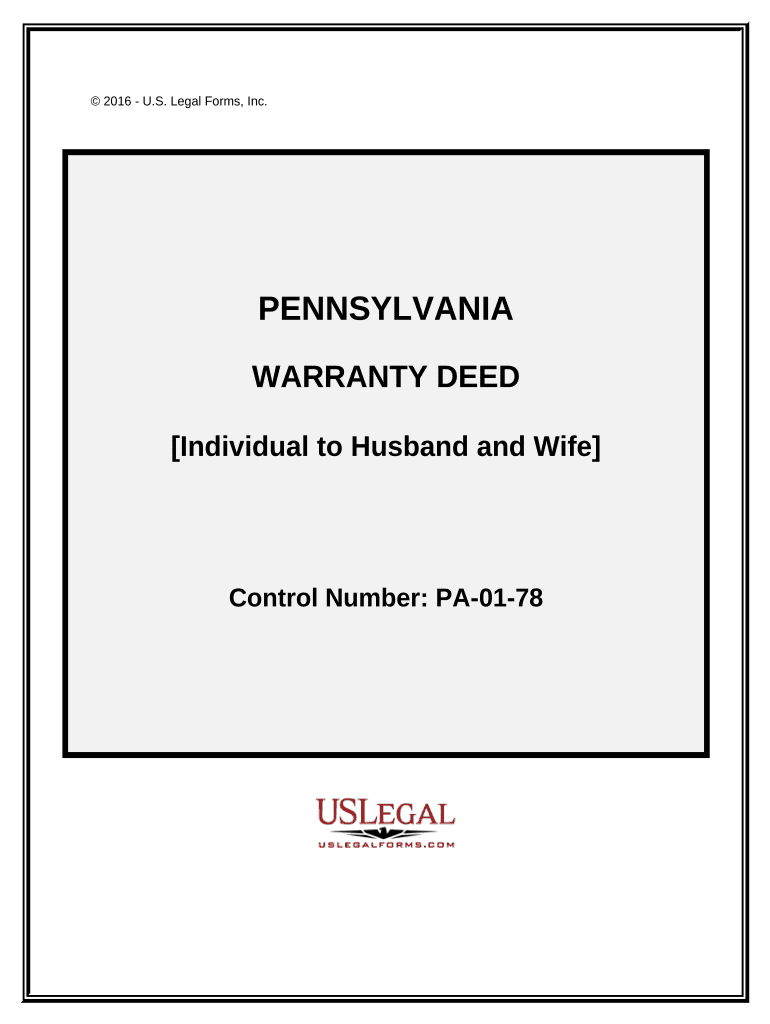 Warranty Deed from Individual to Husband and Wife Pennsylvania  Form