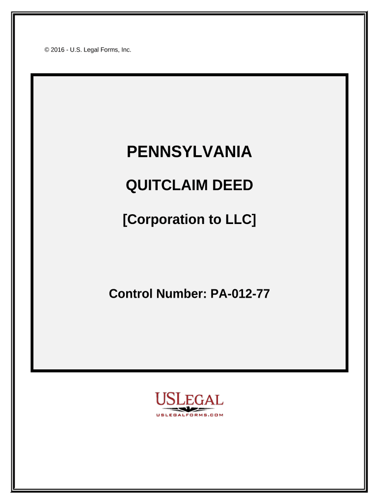 Quitclaim Deed from Corporation to LLC Pennsylvania  Form