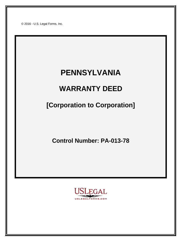 Warranty Deed from Corporation to Corporation Pennsylvania  Form