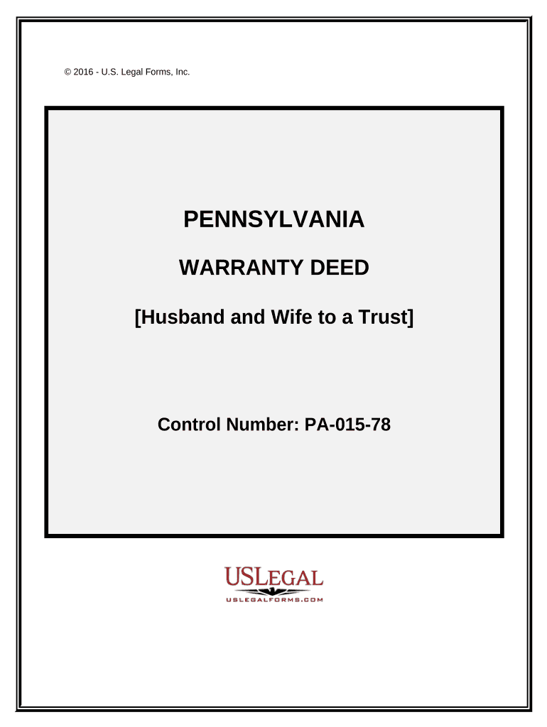 Warranty Deed from Husband and Wife to a Trust Pennsylvania  Form