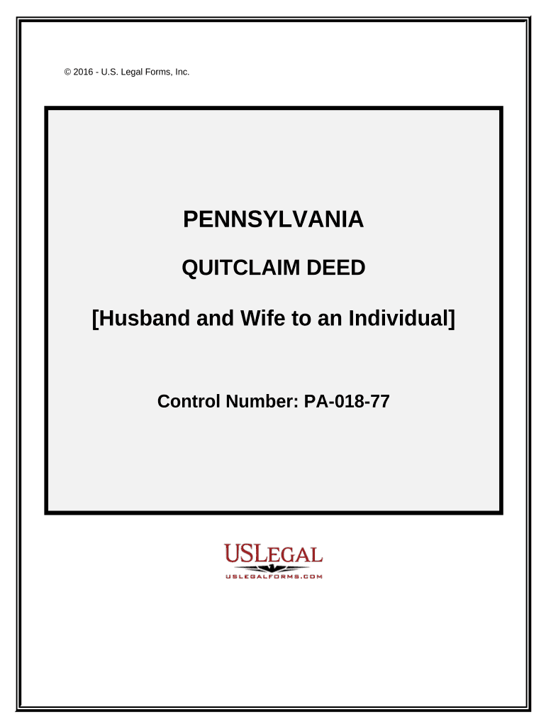Quitclaim Deed from Husband and Wife to an Individual Pennsylvania  Form