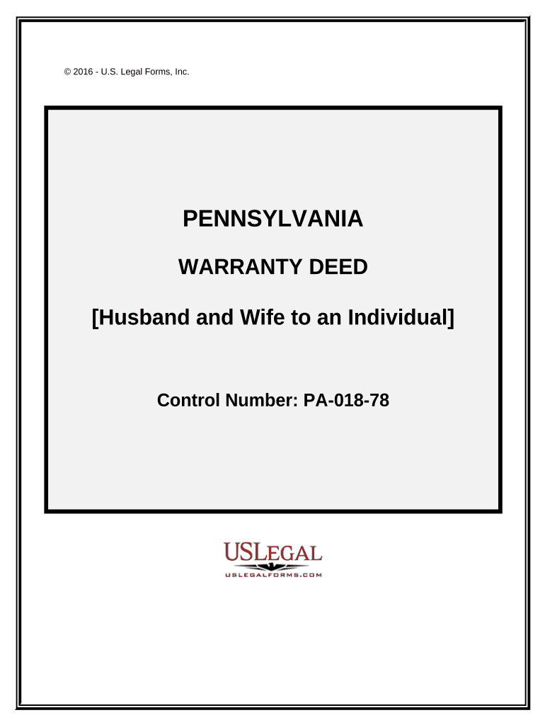 Warranty Deed from Husband and Wife to an Individual Pennsylvania  Form