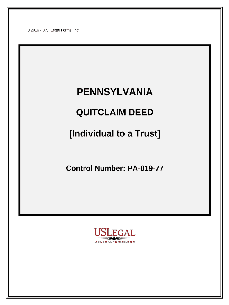 Quitclaim Deed Individual to a Trust Pennsylvania  Form