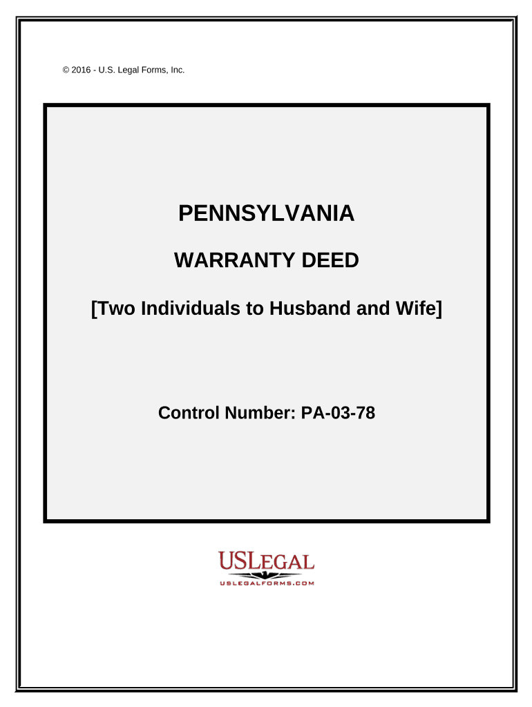 Warranty Deed from Two Individuals to Husband and Wife Pennsylvania  Form