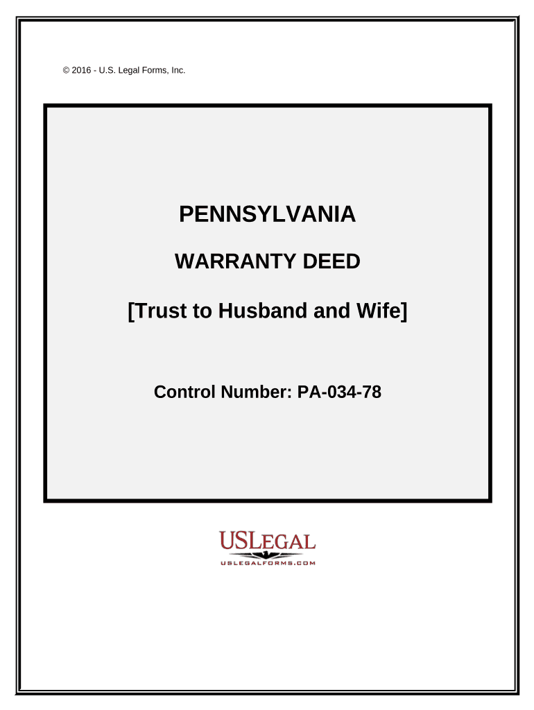 Warranty Deed Trust to Husband and Wife Pennsylvania  Form