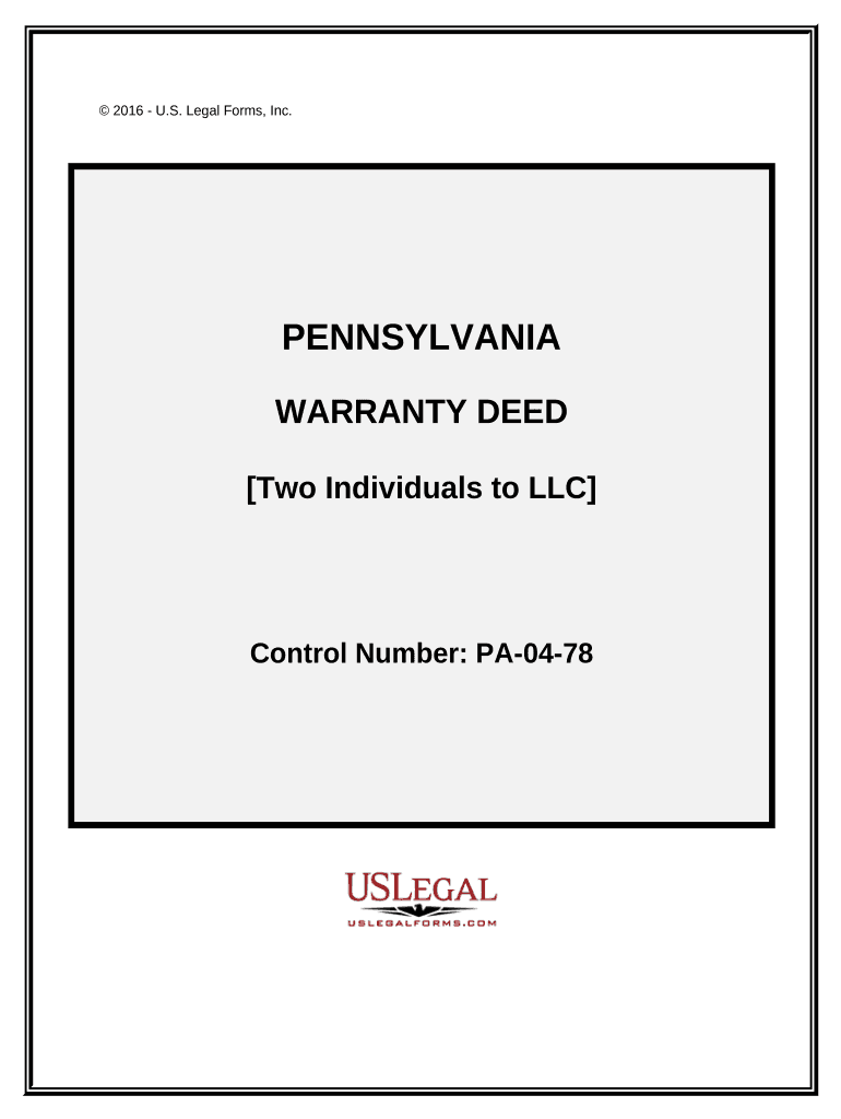 Warranty Deed from Two Individuals to LLC Pennsylvania  Form
