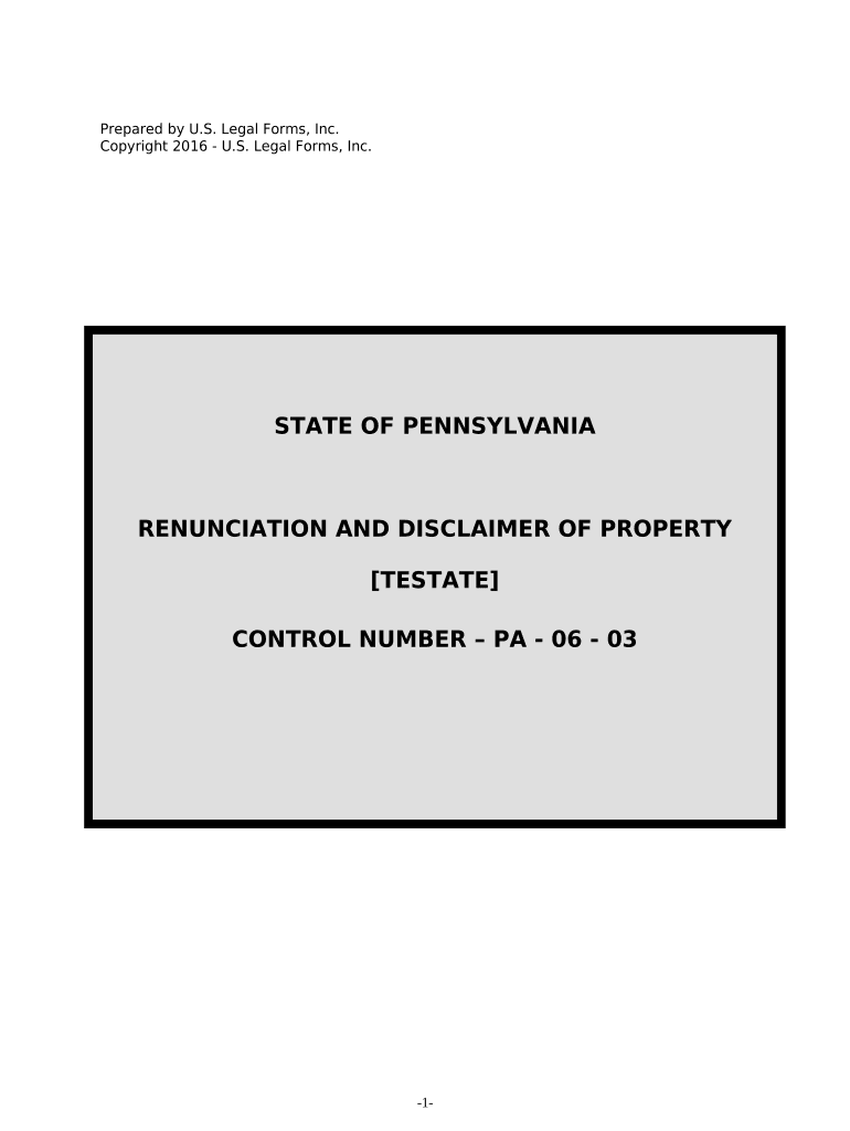 Pennsylvania Renunciation Form