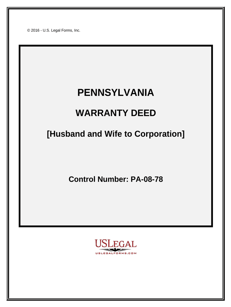 Warranty Deed from Husband and Wife to Corporation Pennsylvania  Form