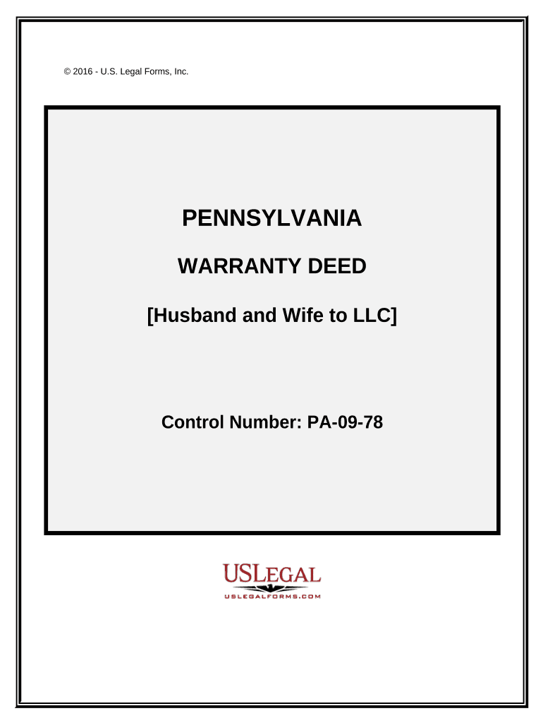 Warranty Deed from Husband and Wife to LLC Pennsylvania  Form