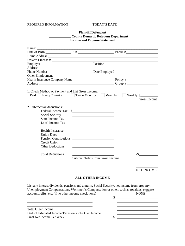 Expense Statement  Form