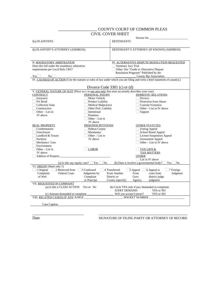 Pennsylvania Civil Form