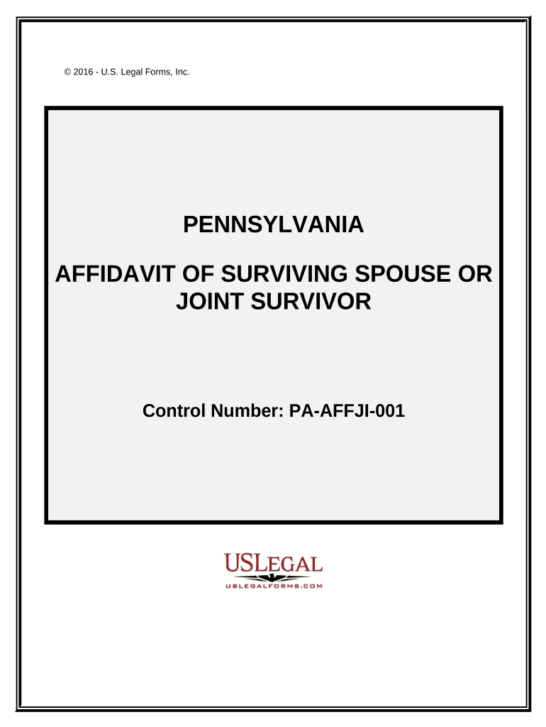 Affidavit of Surviving Spouse or Joint Survivor Pennsylvania  Form