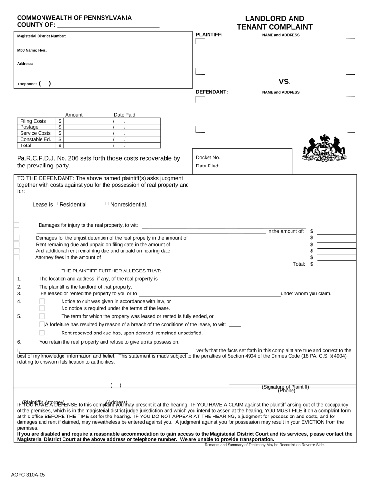 Pa Tenant  Form