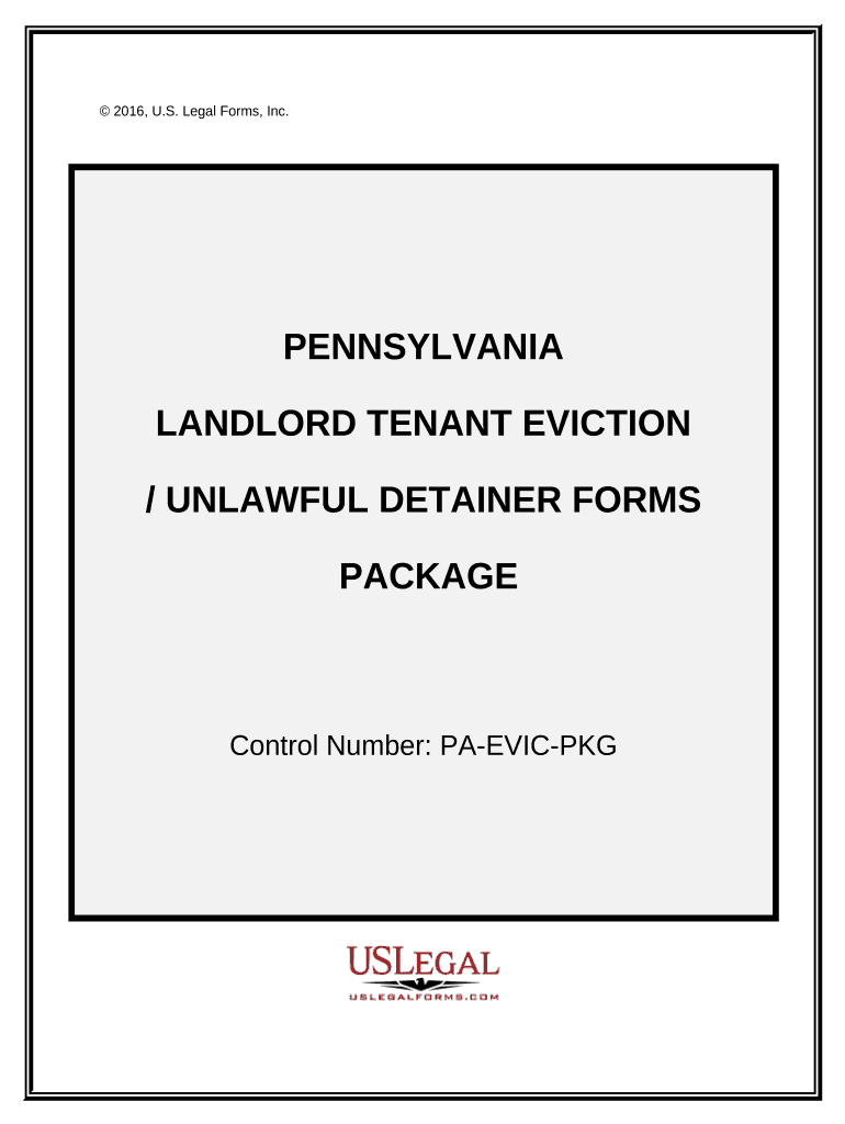 Pennsylvania Landlord Tenant Eviction Unlawful Detainer Forms Package Pennsylvania