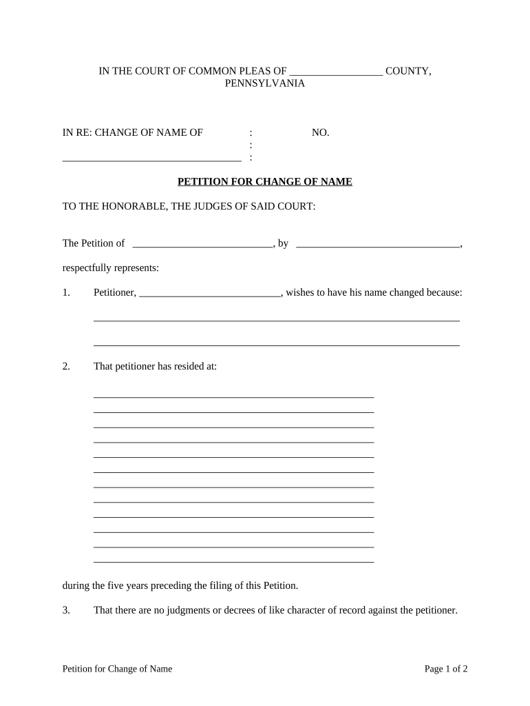 Pennsylvania Petition  Form