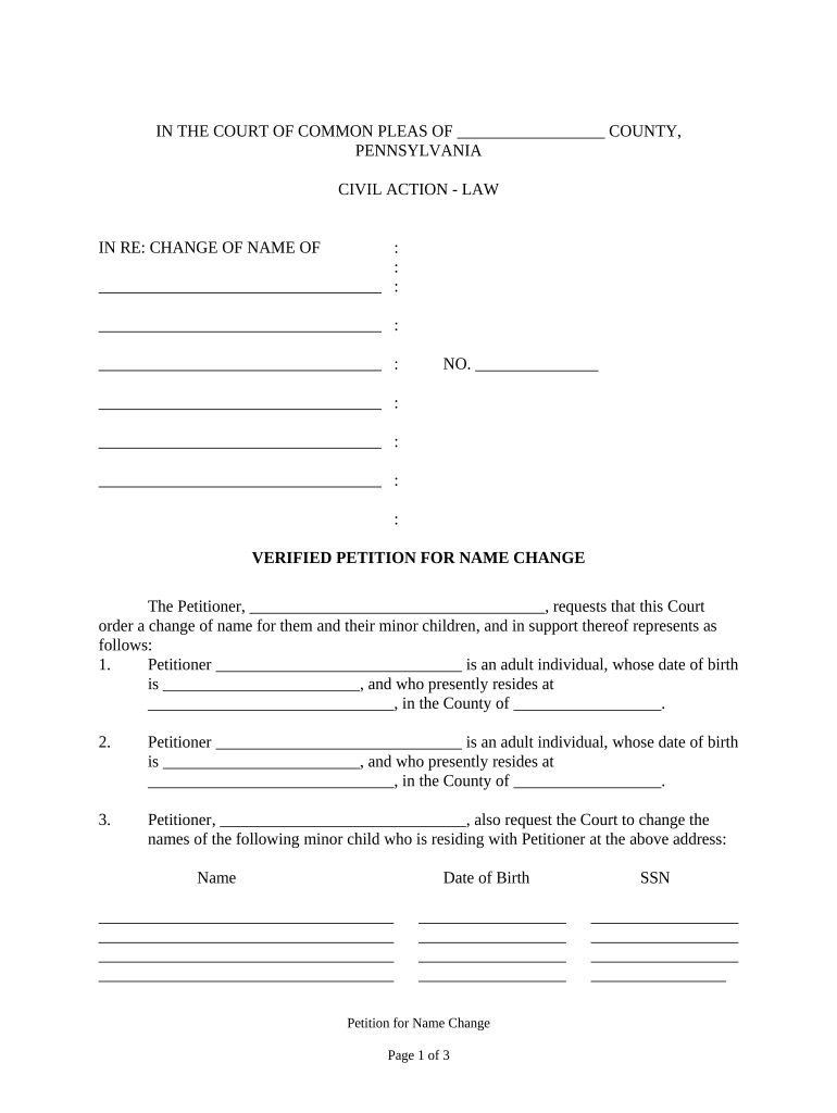 Petition Change Name  Form