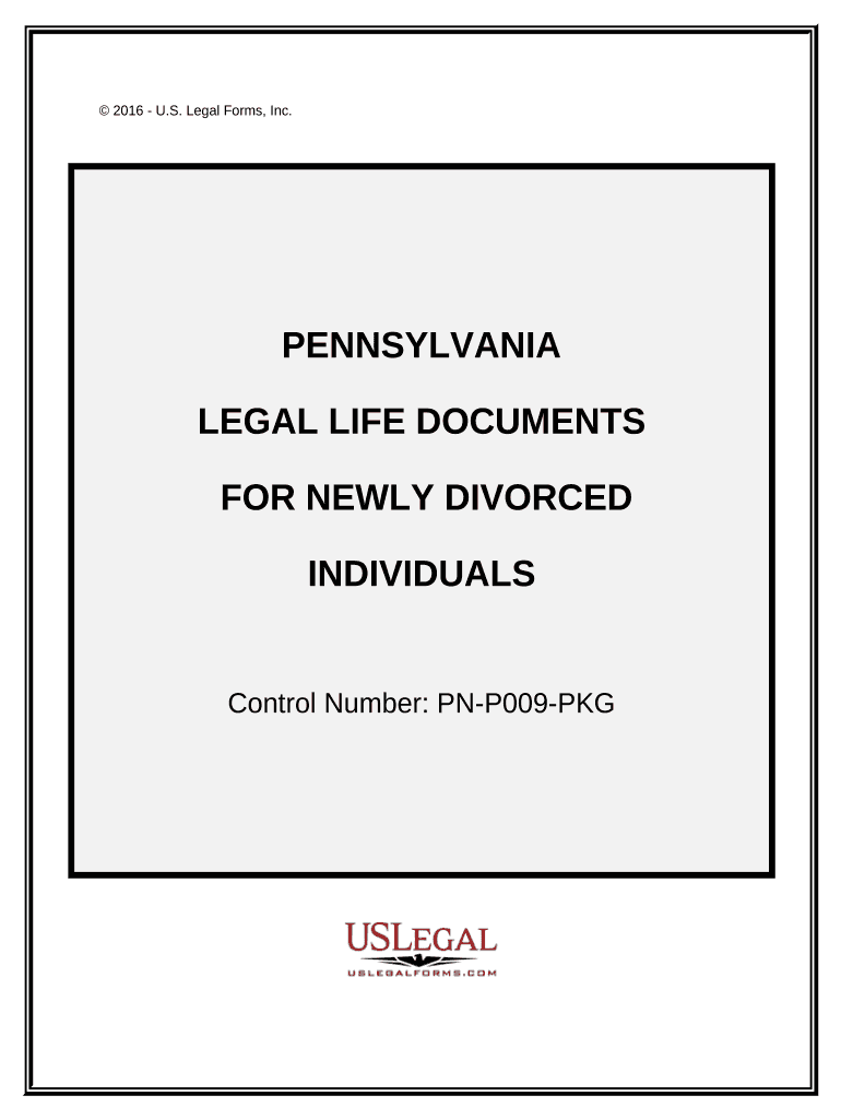 Newly Divorced Individuals Package Pennsylvania  Form