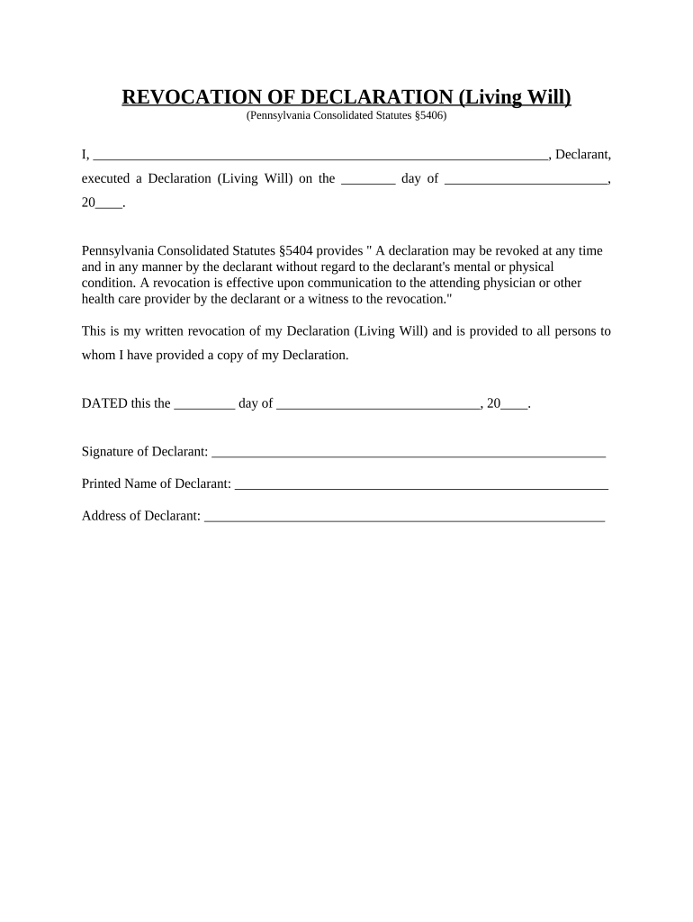 Pennsylvania Statutory  Form