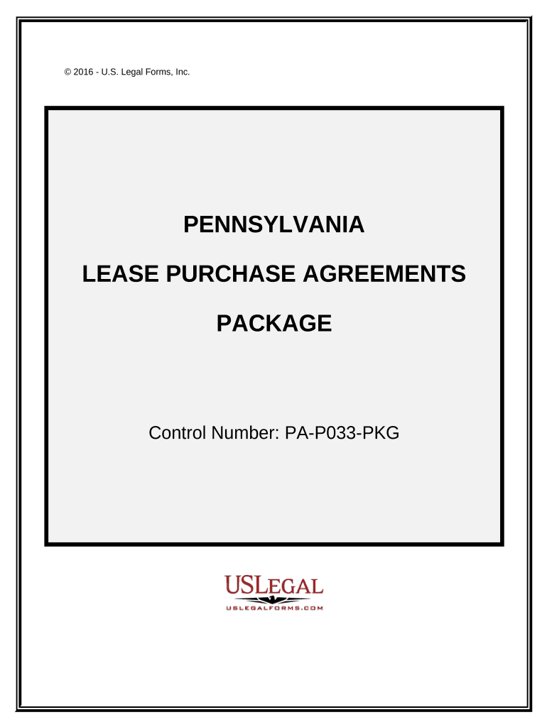 Lease Purchase Agreements Package Pennsylvania  Form