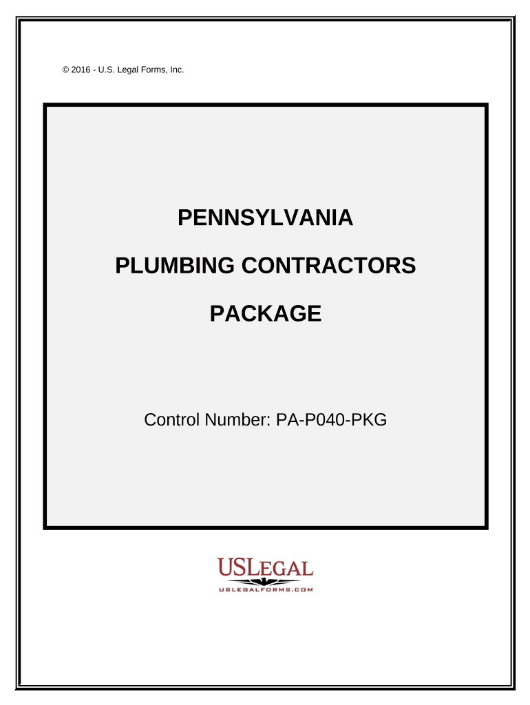 Plumbing Contractor Package Pennsylvania  Form