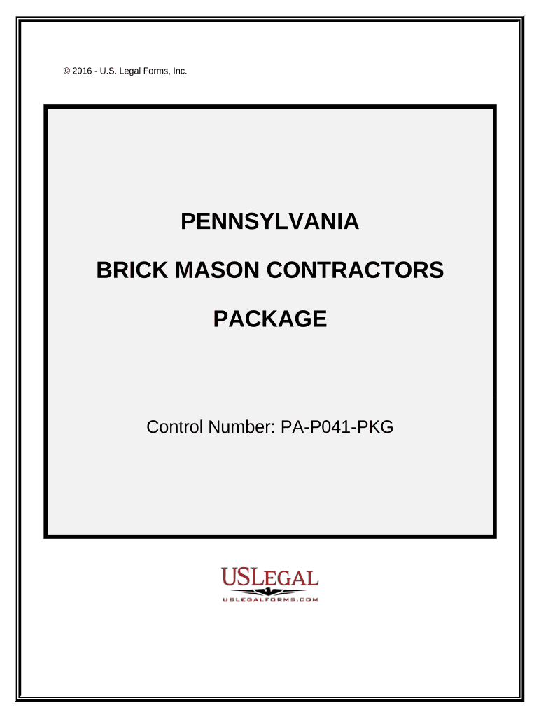 Brick Mason Contractor Package Pennsylvania  Form