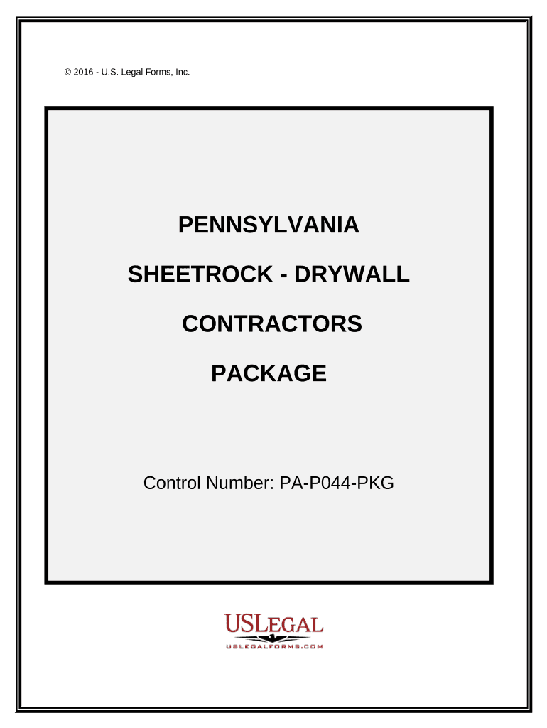 Sheetrock Drywall Contractor Package Pennsylvania  Form