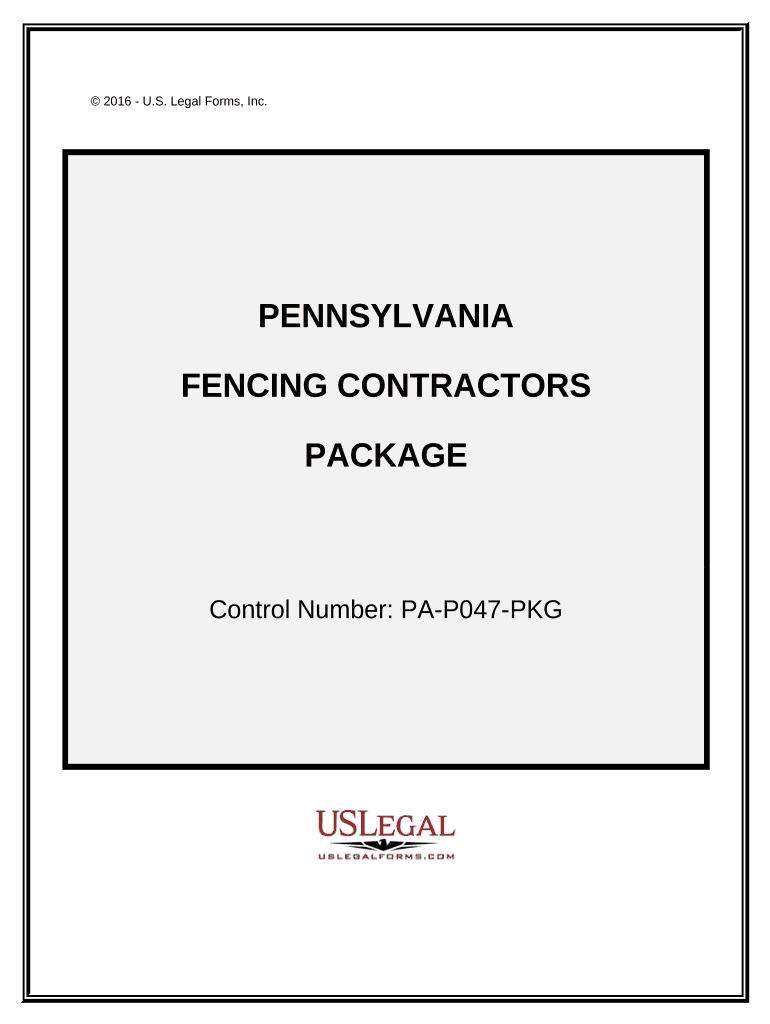 Fencing Contractor Package Pennsylvania  Form