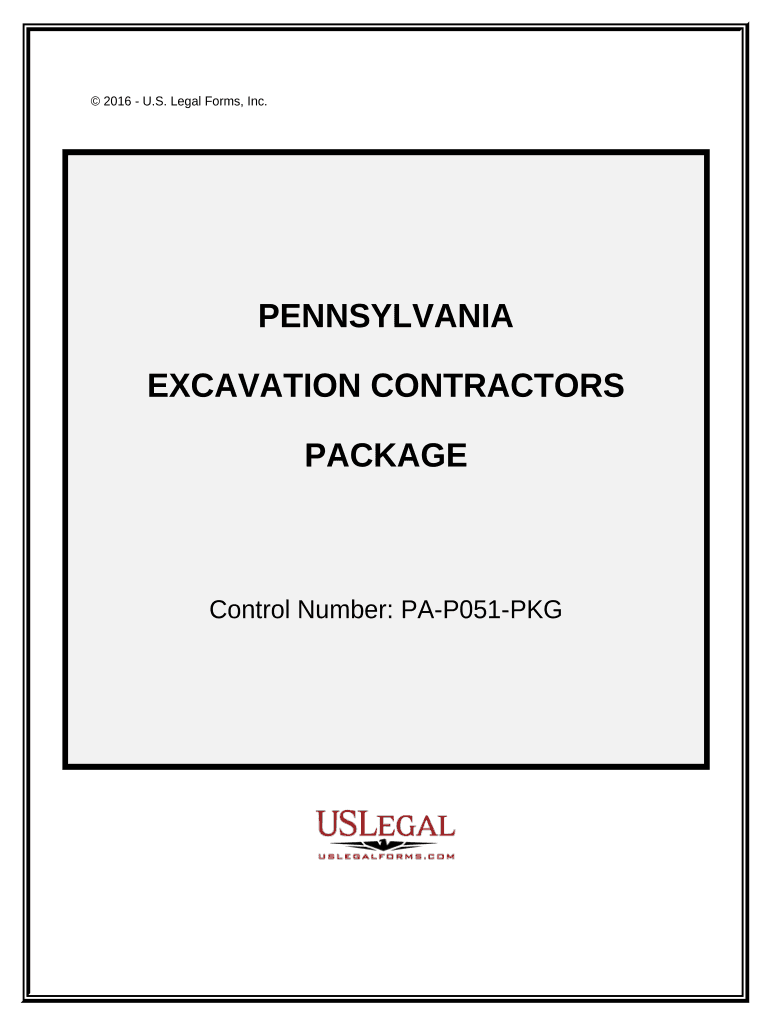 Excavation Contractor Package Pennsylvania  Form