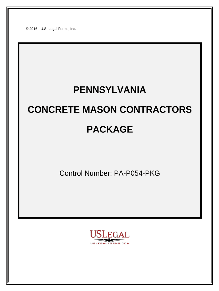 Concrete Mason Contractor Package Pennsylvania  Form