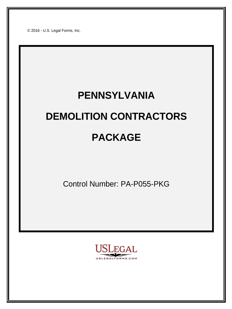 Demolition Contractor Package Pennsylvania  Form
