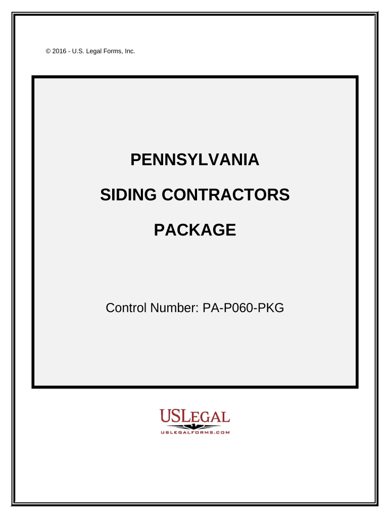 Siding Contractor Package Pennsylvania  Form